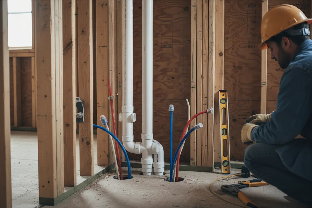 Drain and supply rough-in during Leak Detection in Onley